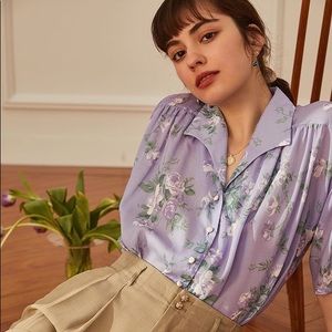 Simple Retro Purple Roses Blouse/Top